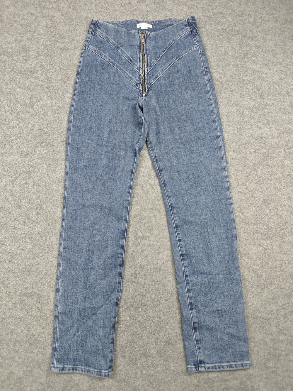 Good American Jeans Womens 4 Blue Straight Slim High Rise Front Zip Denim